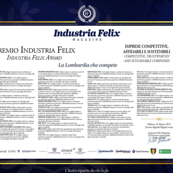 Olon awarded with Industria Felix Prize 2021